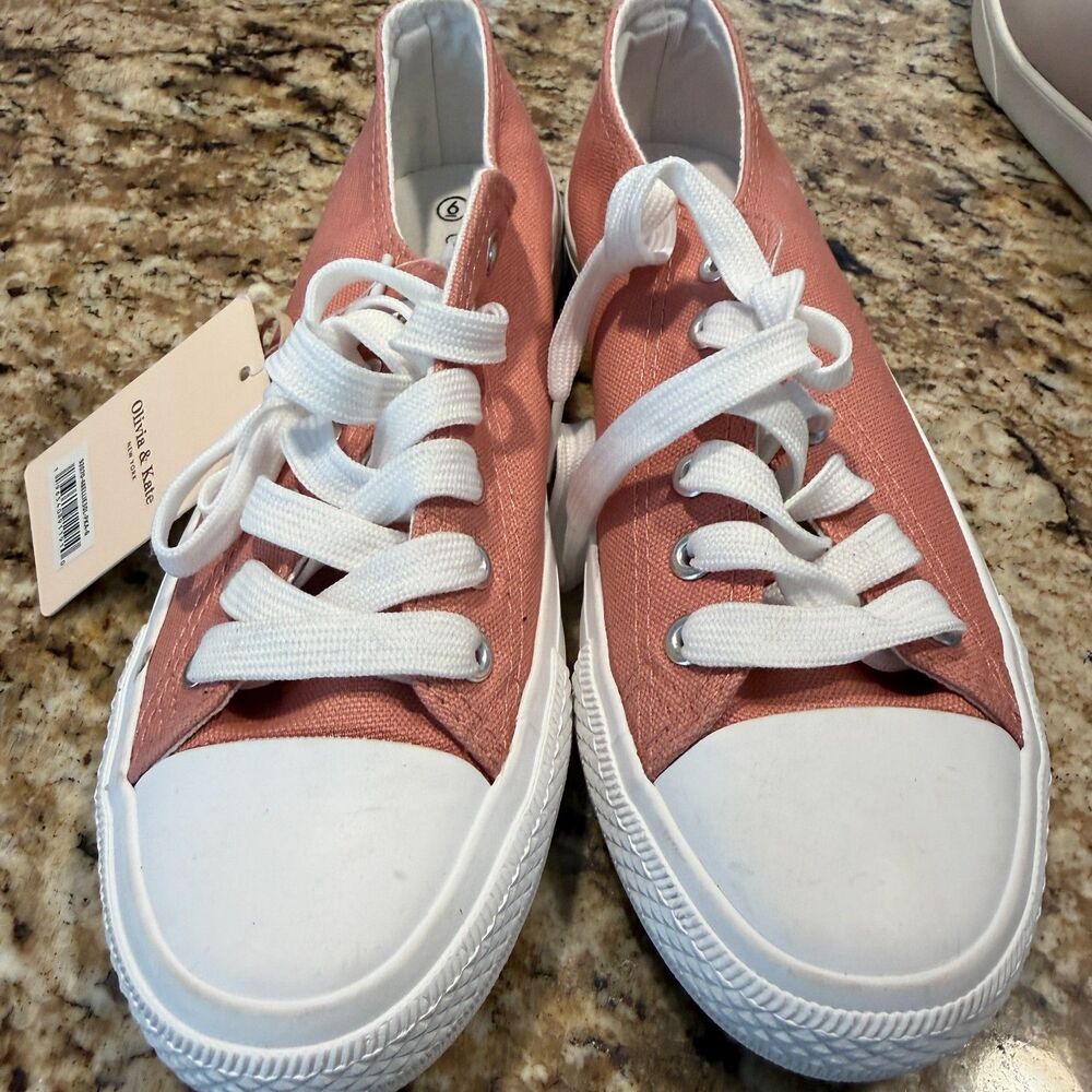 Peach or Coral Low Top Sneakers by Olivia and Kate Size 6 New With Tags